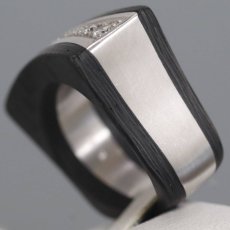 画像2: 750/カーボンダイヤモンドリング 13.2g #15.5 (2)