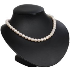 画像2: パールネックレスイヤリングセット シルバー/925金具 8.2-8.5mm 41cm 内外箱 鑑別書 (2)