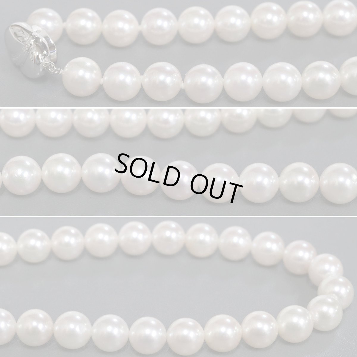 画像5: パールネックレスイヤリングセット シルバー/925金具 8.2-8.5mm 41cm 内外箱 鑑別書 (5)