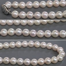 画像5: パールネックレスイヤリングセット シルバー/925金具 8.2-8.5mm 41cm 内外箱 鑑別書 (5)