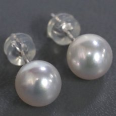 画像8: パールネックレスピアスセット シルバー/K14WG金具 7.5-8.0mm 40cm (8)