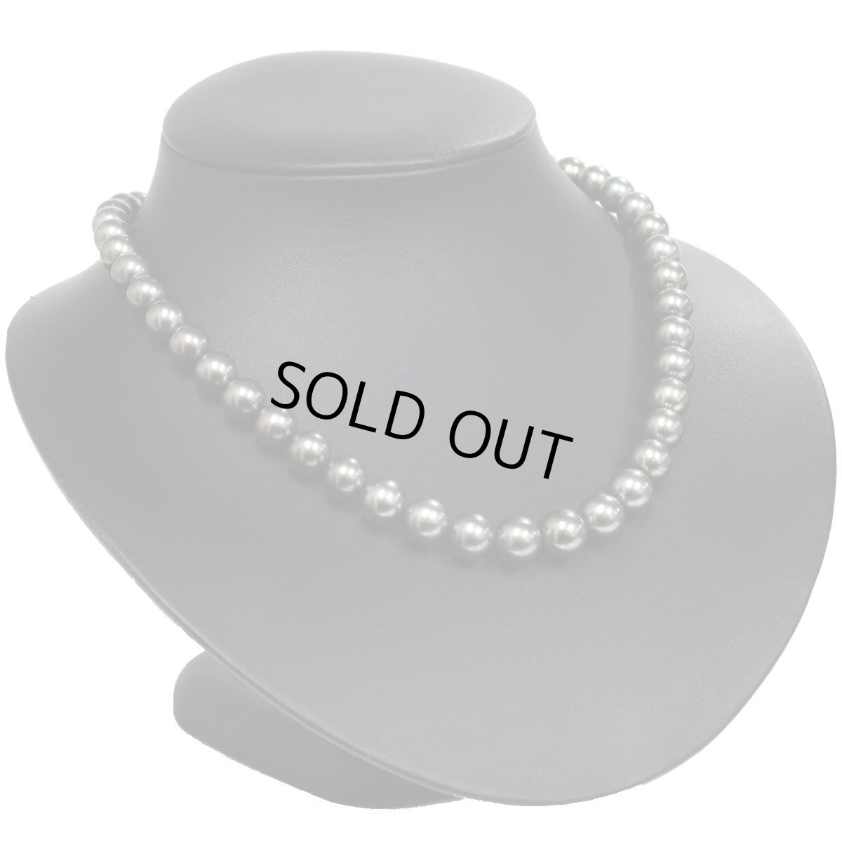 画像1: ブラックパールネックレス シルバー金具 8.0-10.0mm 41cm 保証書 (1)