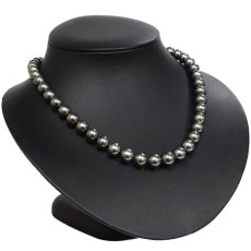 画像1: ブラックパールネックレス シルバー金具 8.0-10.0mm 41cm 保証書 (1)