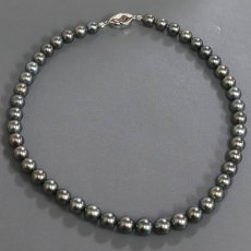 画像2: ブラックパールネックレス シルバー金具 8.0-10.0mm 41cm 保証書 (2)