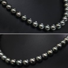 画像3: ブラックパールネックレス シルバー金具 8.0-10.0mm 41cm 保証書 (3)