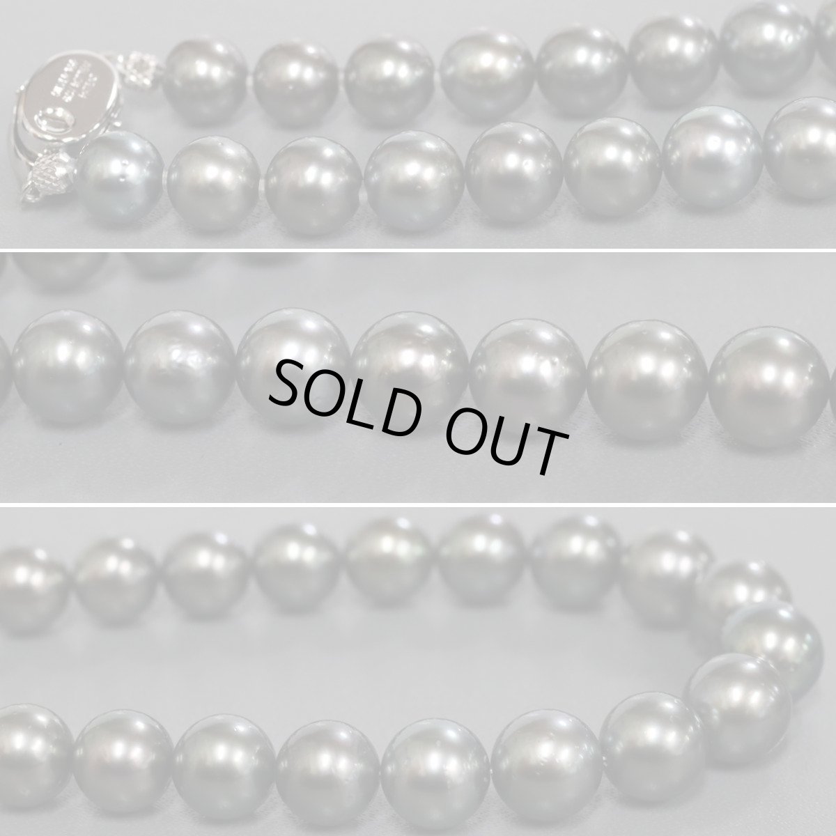 画像5: ブラックパールネックレス シルバー金具 8.0-10.0mm 41cm 保証書 (5)