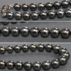 画像5: ブラックパールネックレス シルバー金具 8.0-10.0mm 41cm 保証書 (5)