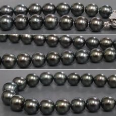 画像6: ブラックパールネックレス シルバー金具 8.0-10.0mm 41cm 保証書 (6)