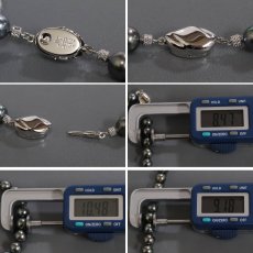 画像9: ブラックパールネックレス シルバー金具 8.0-10.0mm 41cm 保証書 (9)