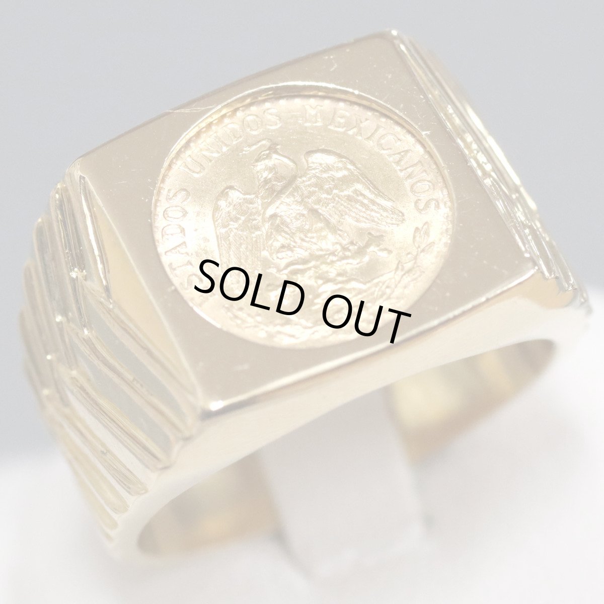 画像1: K18/K21.6リング ペソ金貨 11.5g #17.5 (1)