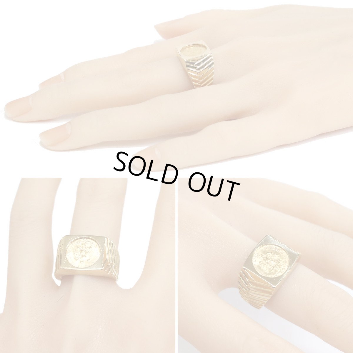 画像10: K18/K21.6リング ペソ金貨 11.5g #17.5 (10)