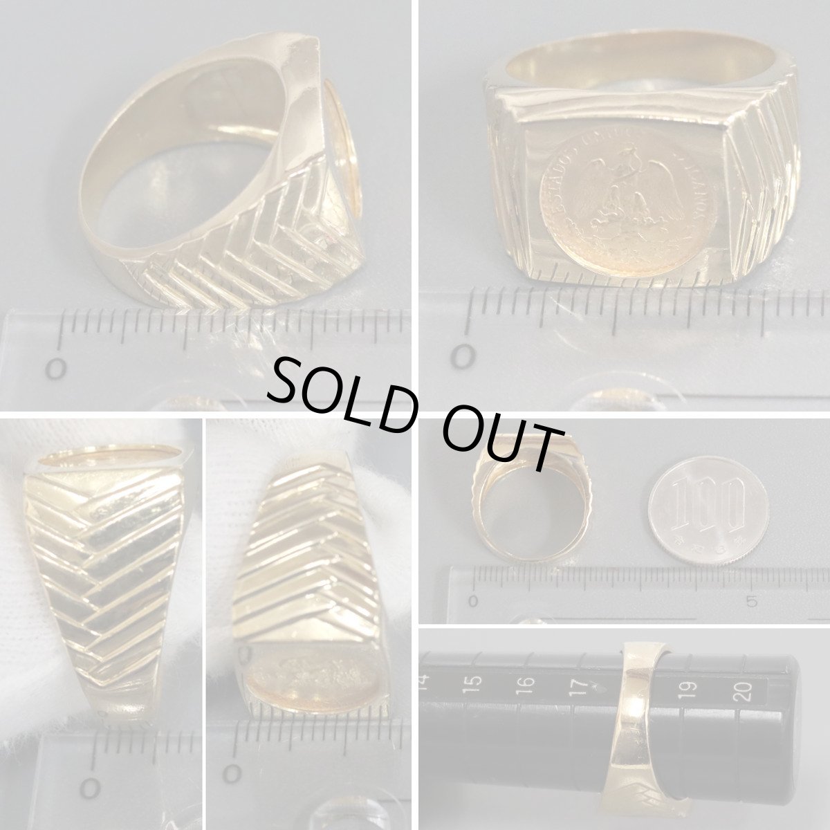 画像9: K18/K21.6リング ペソ金貨 11.5g #17.5 (9)