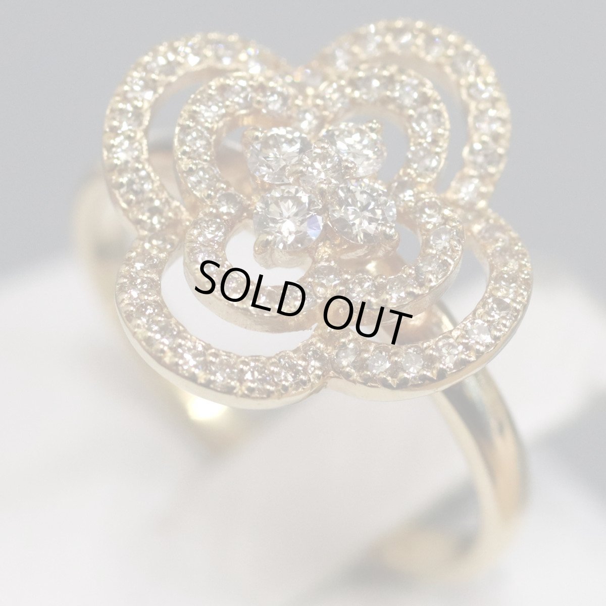 画像2: K18ダイヤモンドリング フラワーモチーフ D0.50 3.9g #11.5 (2)