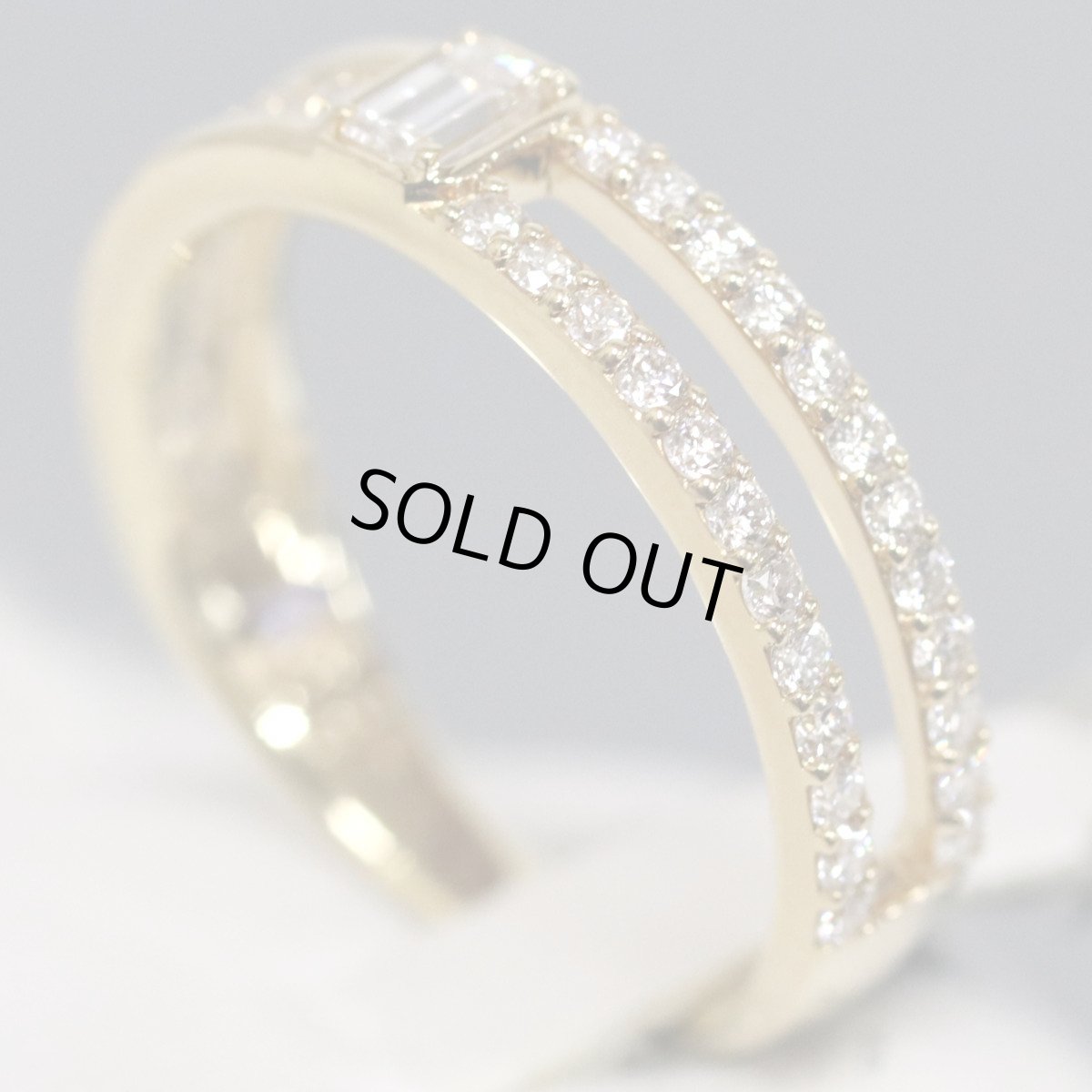 画像2: K18ダイヤモンドリング D0.15 D0.37 3.7g #14 (2)