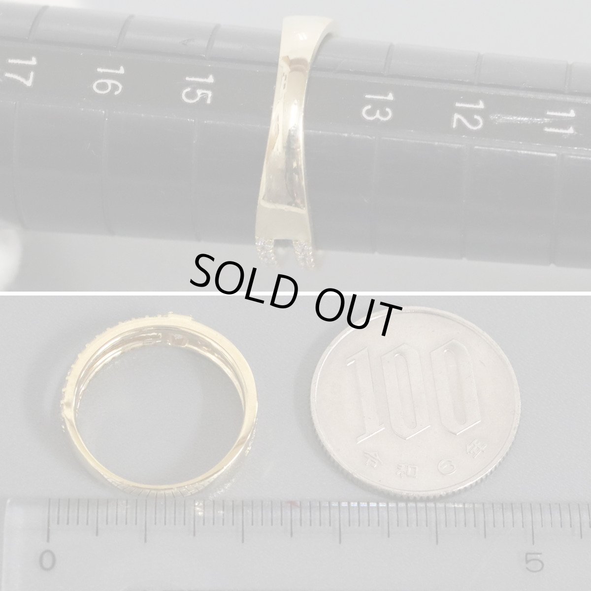 画像8: K18ダイヤモンドリング D0.15 D0.37 3.7g #14 (8)