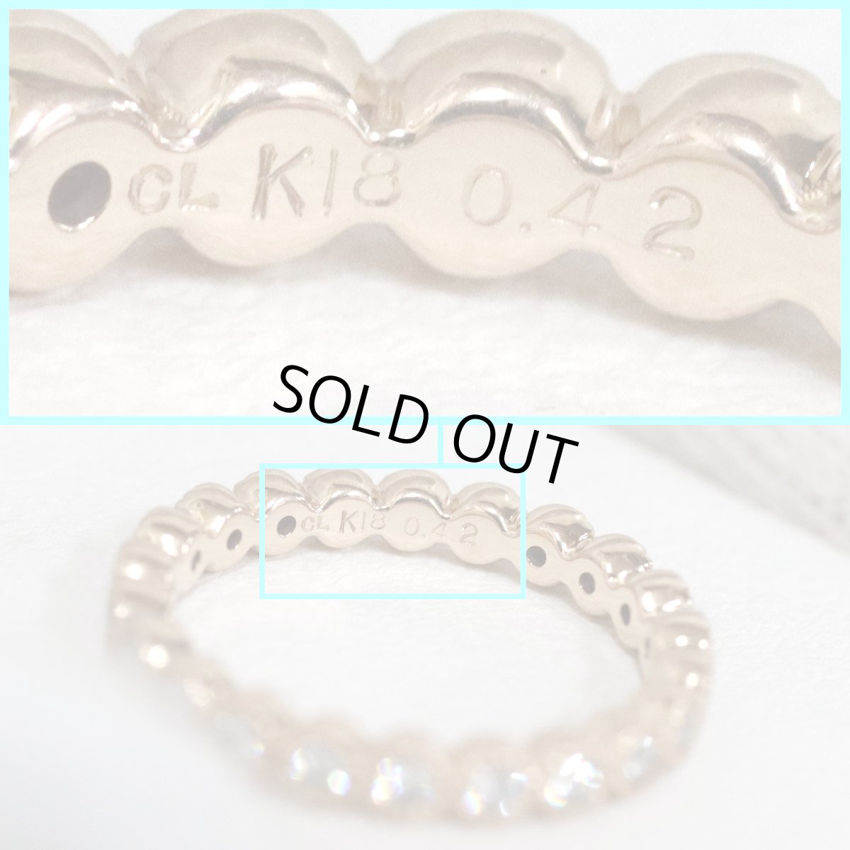 画像5: K18PGダイヤモンドリング フルエタニティリング D0.42 2.2g #5.5 (5)