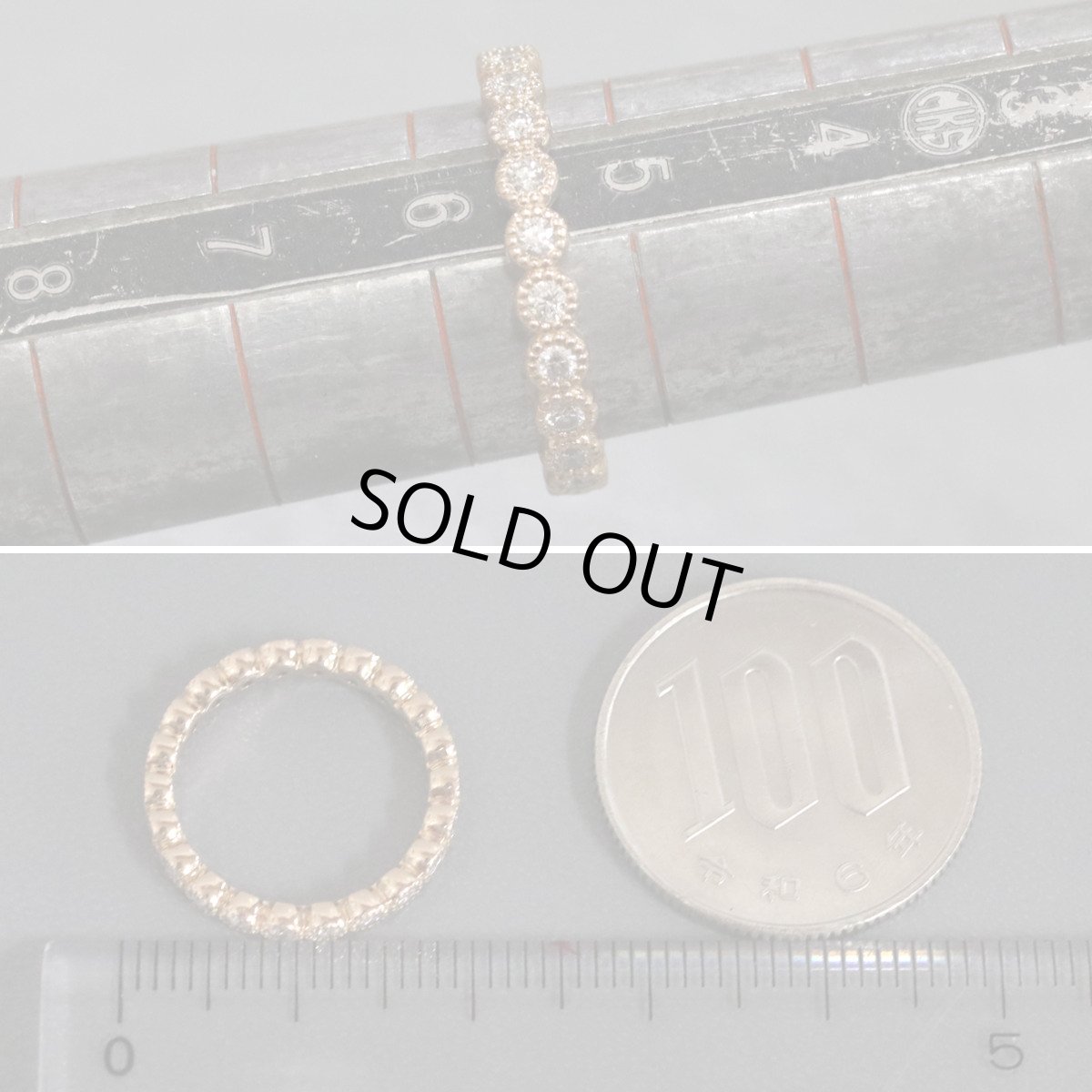 画像6: K18PGダイヤモンドリング フルエタニティリング D0.42 2.2g #5.5 (6)