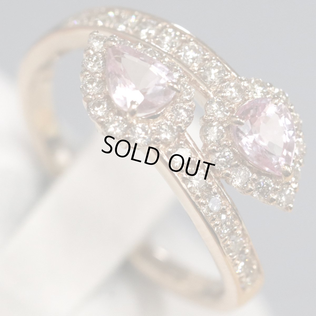 画像1: K18PGパパラチアサファイアダイヤモンドリング PS0.393 PS0.372 D0.48 4.0g #13 鑑別書 ピンクゴールド (1)