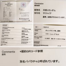 画像10: K18PGパパラチアサファイアダイヤモンドリング PS0.393 PS0.372 D0.48 4.0g #13 鑑別書 (10)