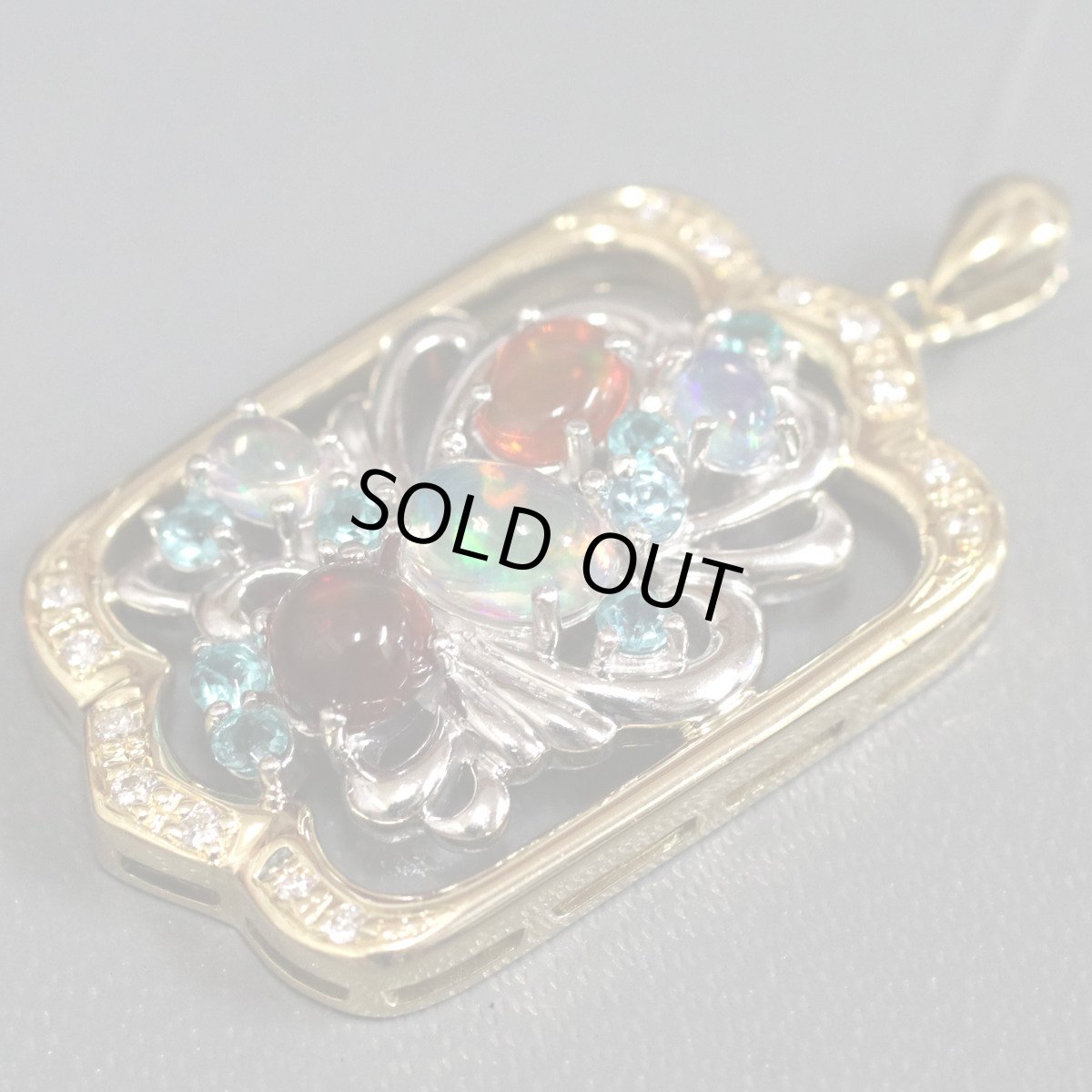 画像1: K18/Pt900オパールトルマリンダイヤモンドペンダントトップ O1.19 T0.30 D0.08 9.1g (1)