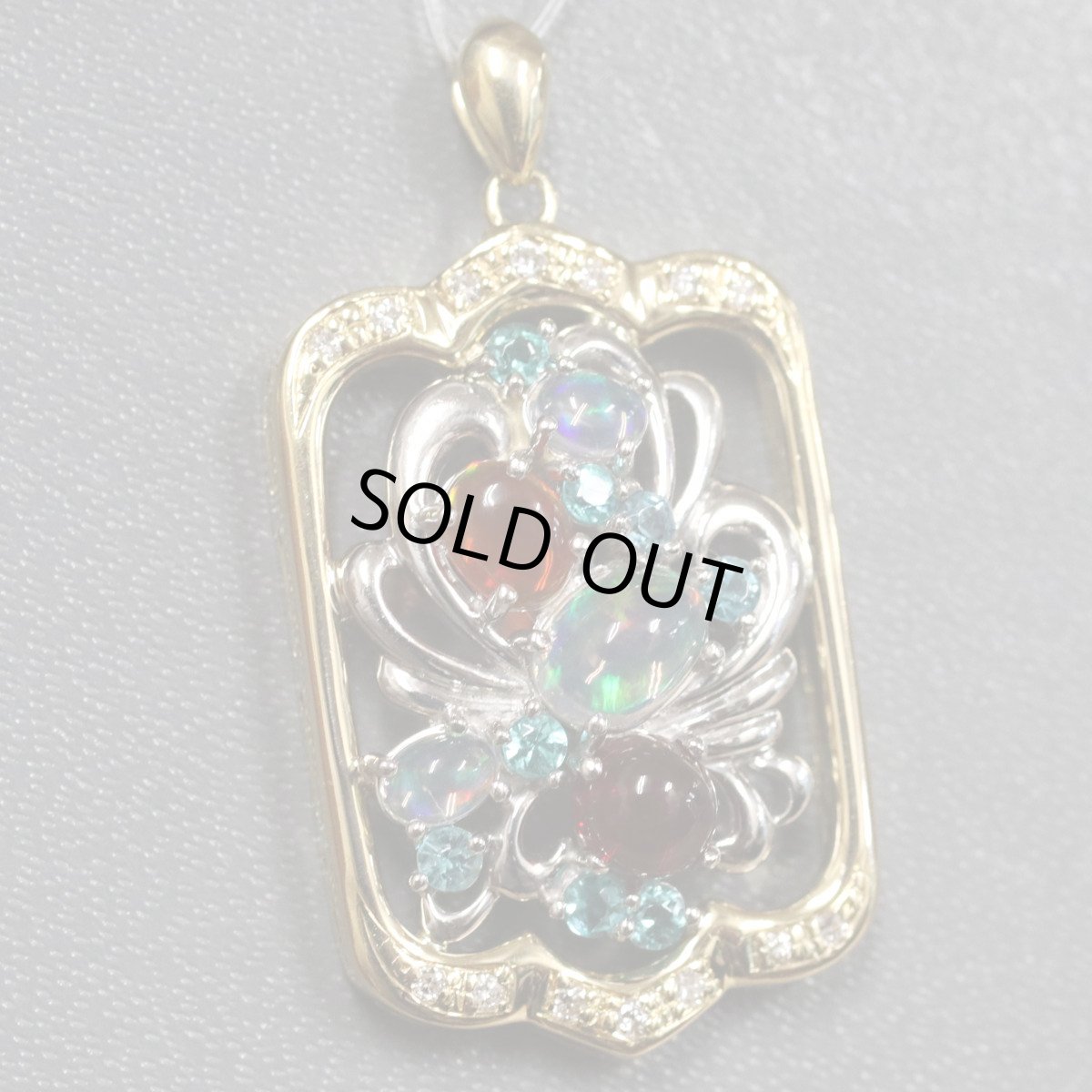 画像2: K18/Pt900オパールトルマリンダイヤモンドペンダントトップ O1.19 T0.30 D0.08 9.1g (2)