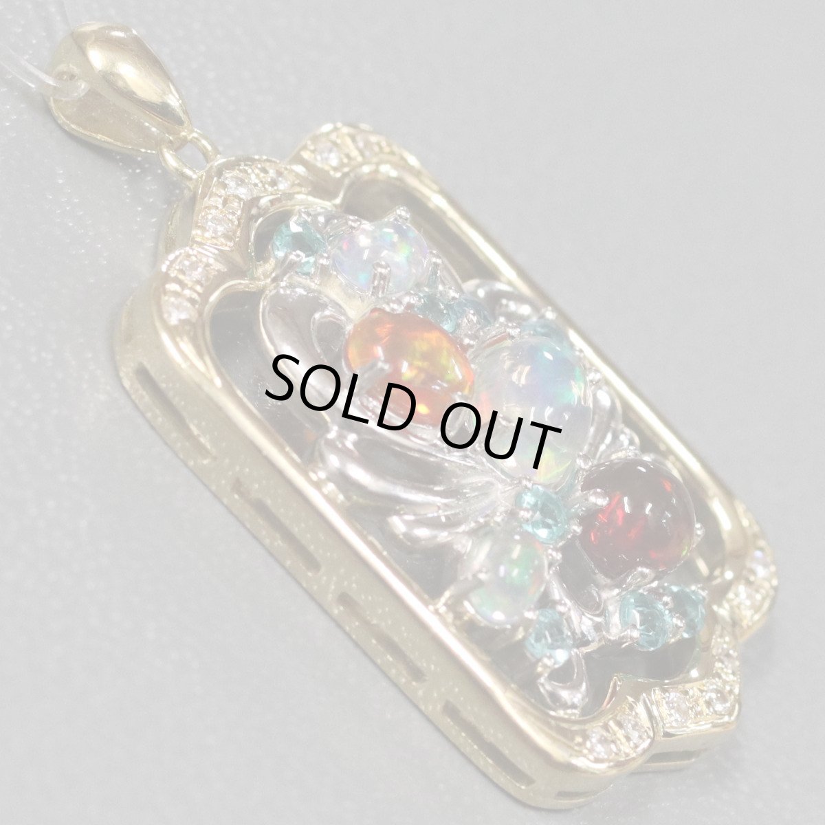 画像3: K18/Pt900オパールトルマリンダイヤモンドペンダントトップ O1.19 T0.30 D0.08 9.1g (3)