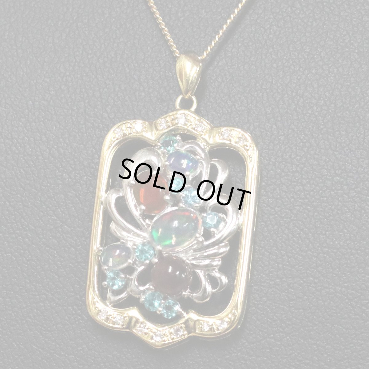 画像8: K18/Pt900オパールトルマリンダイヤモンドペンダントトップ O1.19 T0.30 D0.08 9.1g (8)