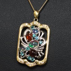 画像8: K18/Pt900オパールトルマリンダイヤモンドペンダントトップ O1.19 T0.30 D0.08 9.1g (8)