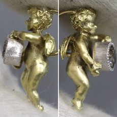画像3: 750/K18ダイヤモンドオメガチェーンペンダント エンジェル D0.31 16.5g (3)