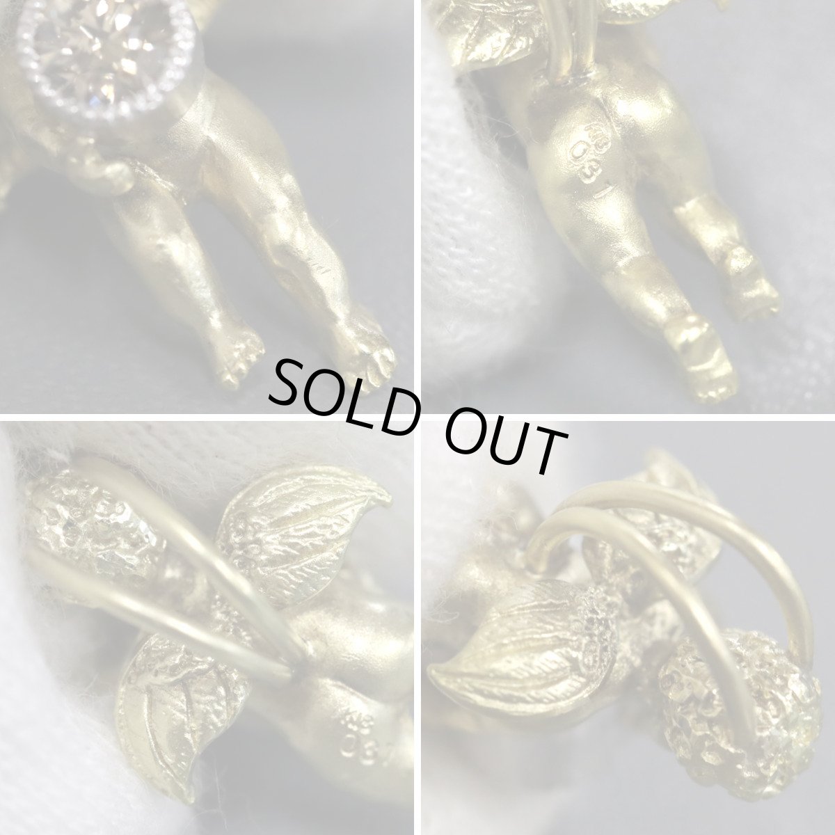 画像5: 750/K18ダイヤモンドオメガチェーンペンダント エンジェル D0.31 16.5g イエローゴールド (5)