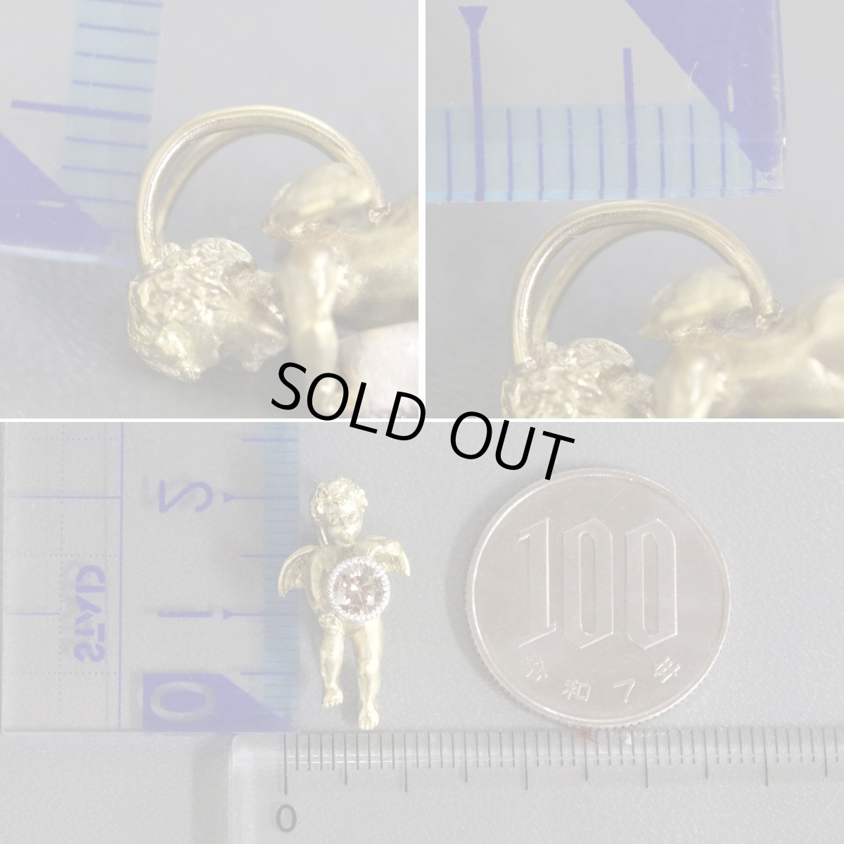 画像6: 750/K18ダイヤモンドオメガチェーンペンダント エンジェル D0.31 16.5g イエローゴールド (6)