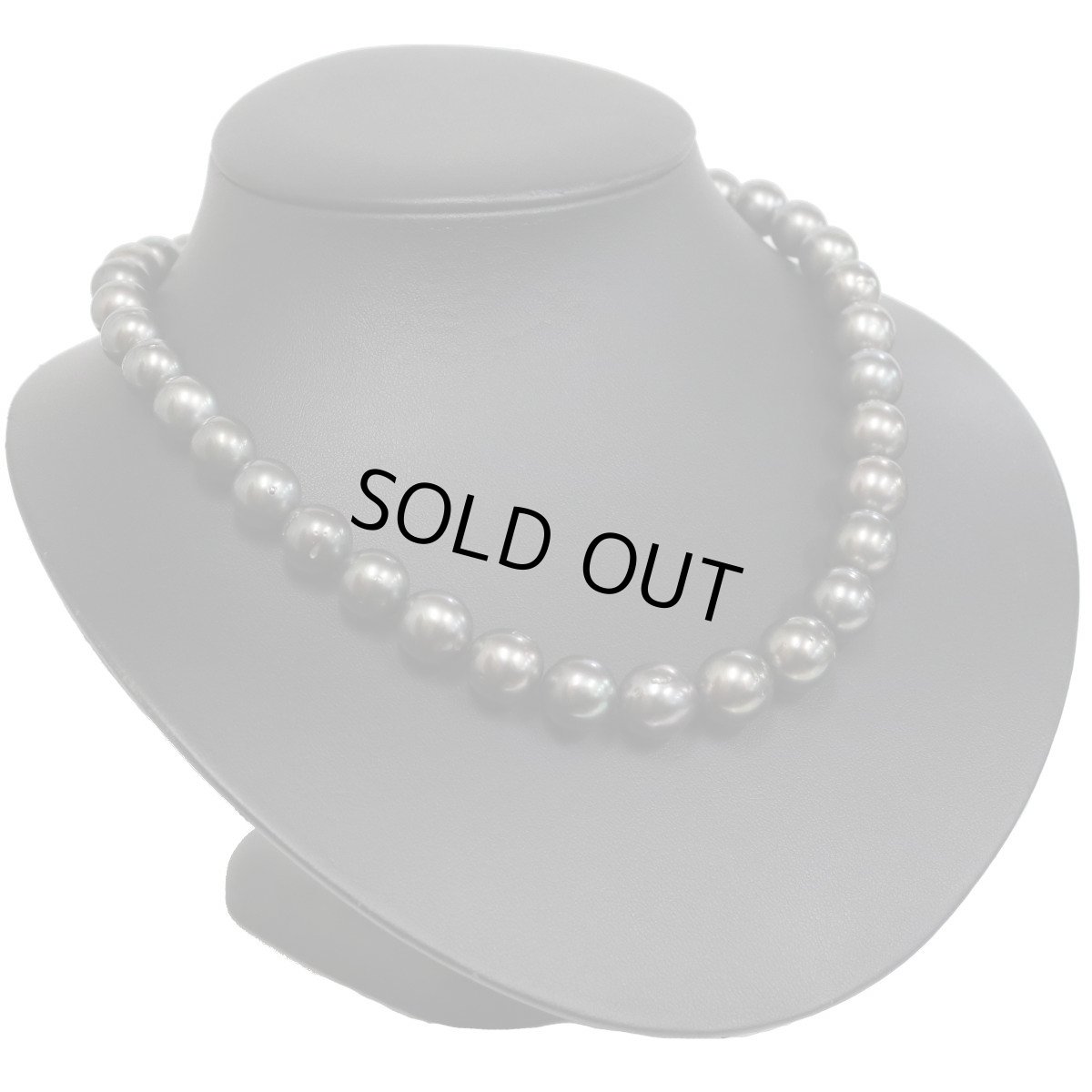 画像1: タサキ ブラックパールネックレス K14WG金具 10.7-12.5mm 40cm (1)