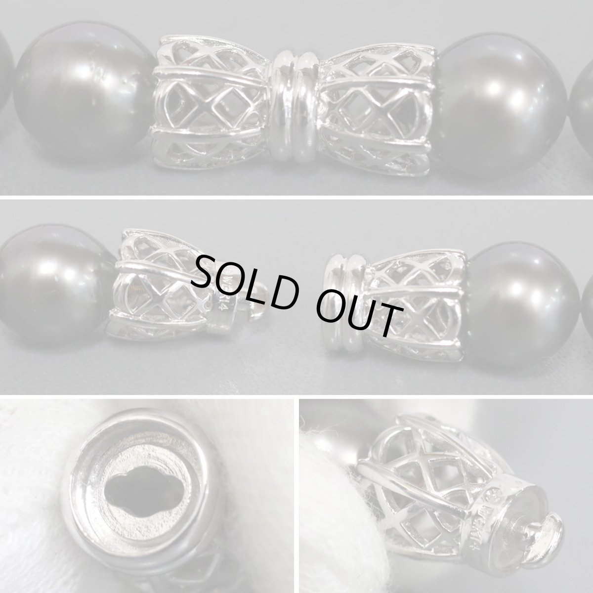 画像8: タサキ ブラックパールネックレス K14WG金具 10.7-12.5mm 40cm (8)