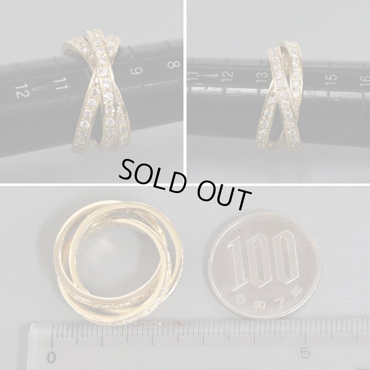 画像8: K18ダイヤモンド3連リング D1.82 9.8g #10-13 (8)