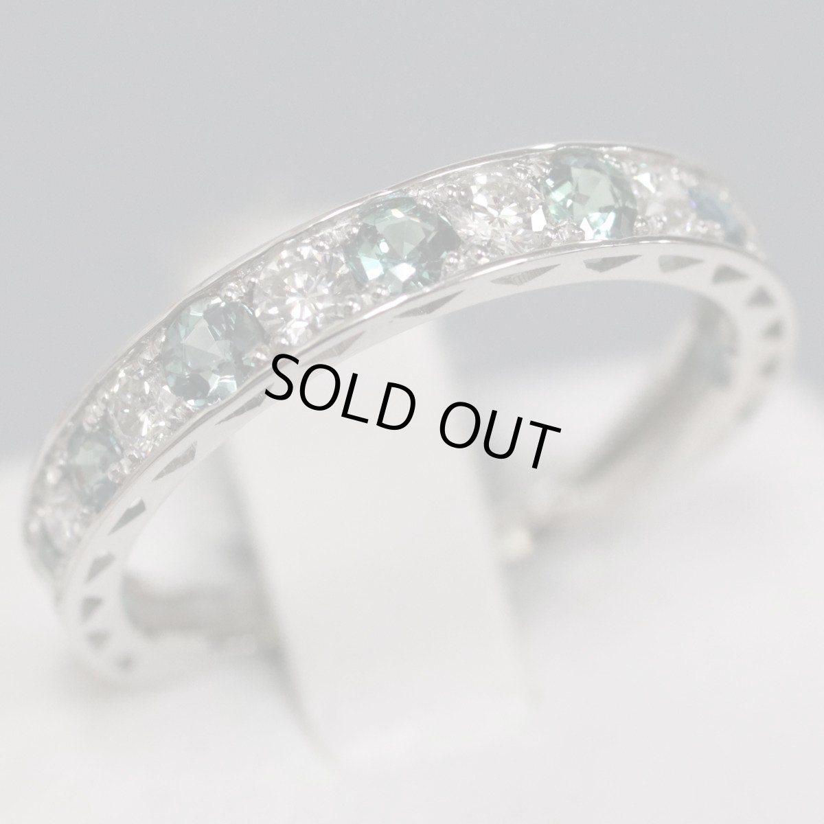 画像1: Pt900アレキサンドライトダイヤモンドリング A0.44 D0.34 1.9g #12 鑑別書 (1)