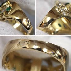 画像6: K18ヒスイエメラルドダイヤモンドリング 12.3g #15 鑑別カード (6)