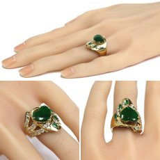 画像9: K18ヒスイエメラルドダイヤモンドリング 12.3g #15 鑑別カード (9)