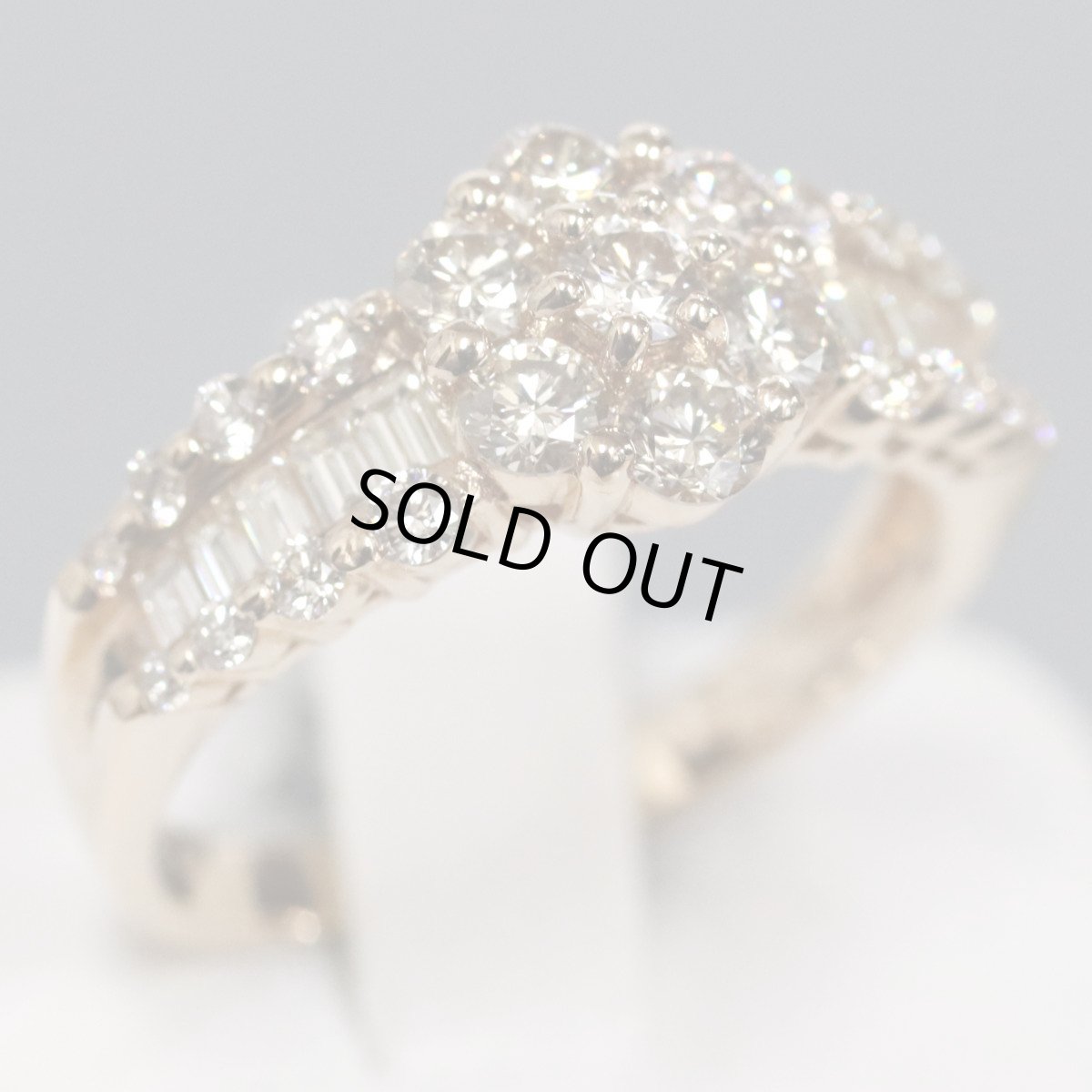 画像1: K18PGダイヤモンドリング フラワーモチーフ D1.00 3.8g #11.5 (1)