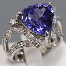 画像1: Pt900タンザナイトダイヤモンドリング TZ6.12 D0.27 12.3g #14 ソーティング (1)
