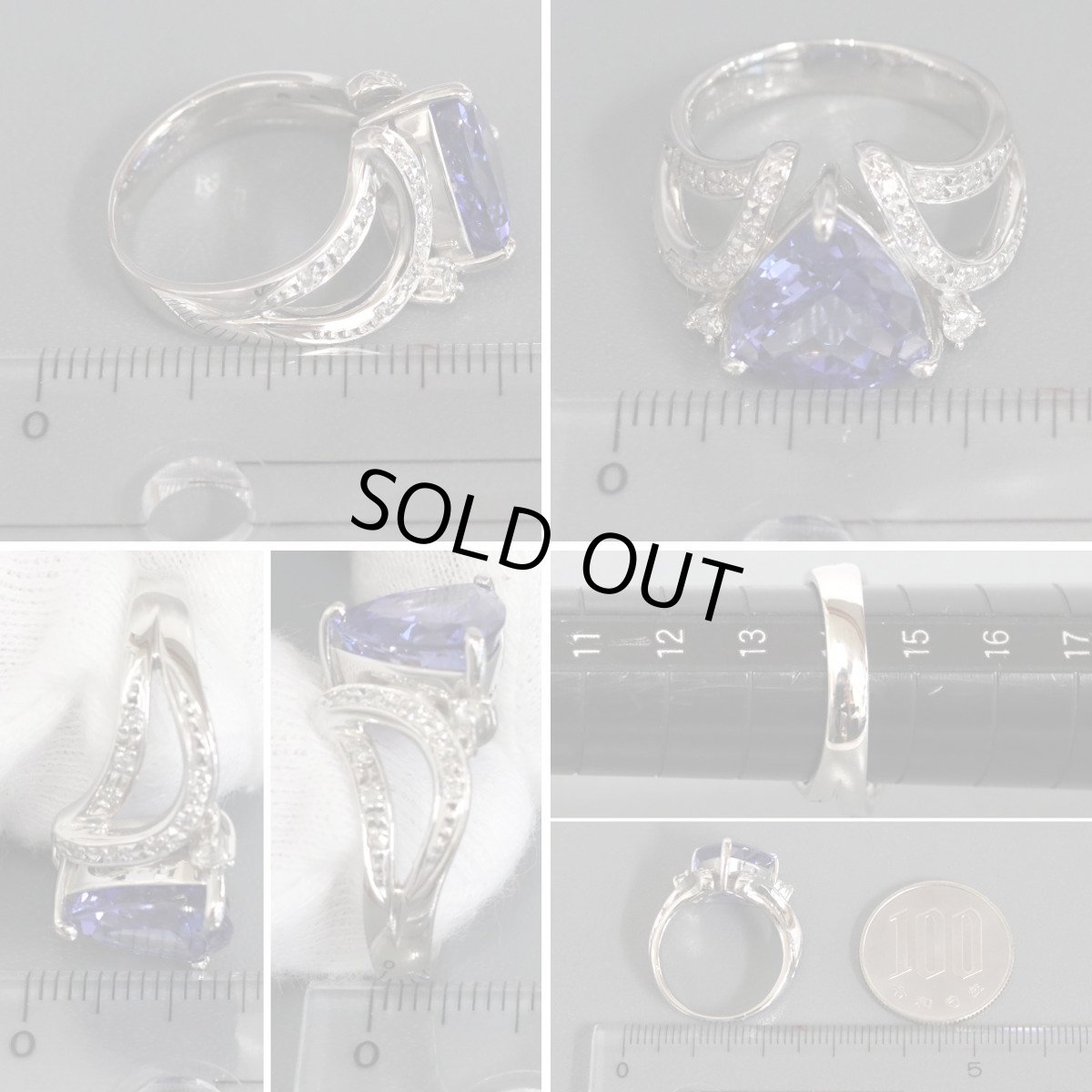 画像8: Pt900タンザナイトダイヤモンドリング TZ6.12 D0.27 12.3g #14 ソーティング (8)