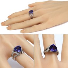 画像9: Pt900タンザナイトダイヤモンドリング TZ6.12 D0.27 12.3g #14 ソーティング (9)