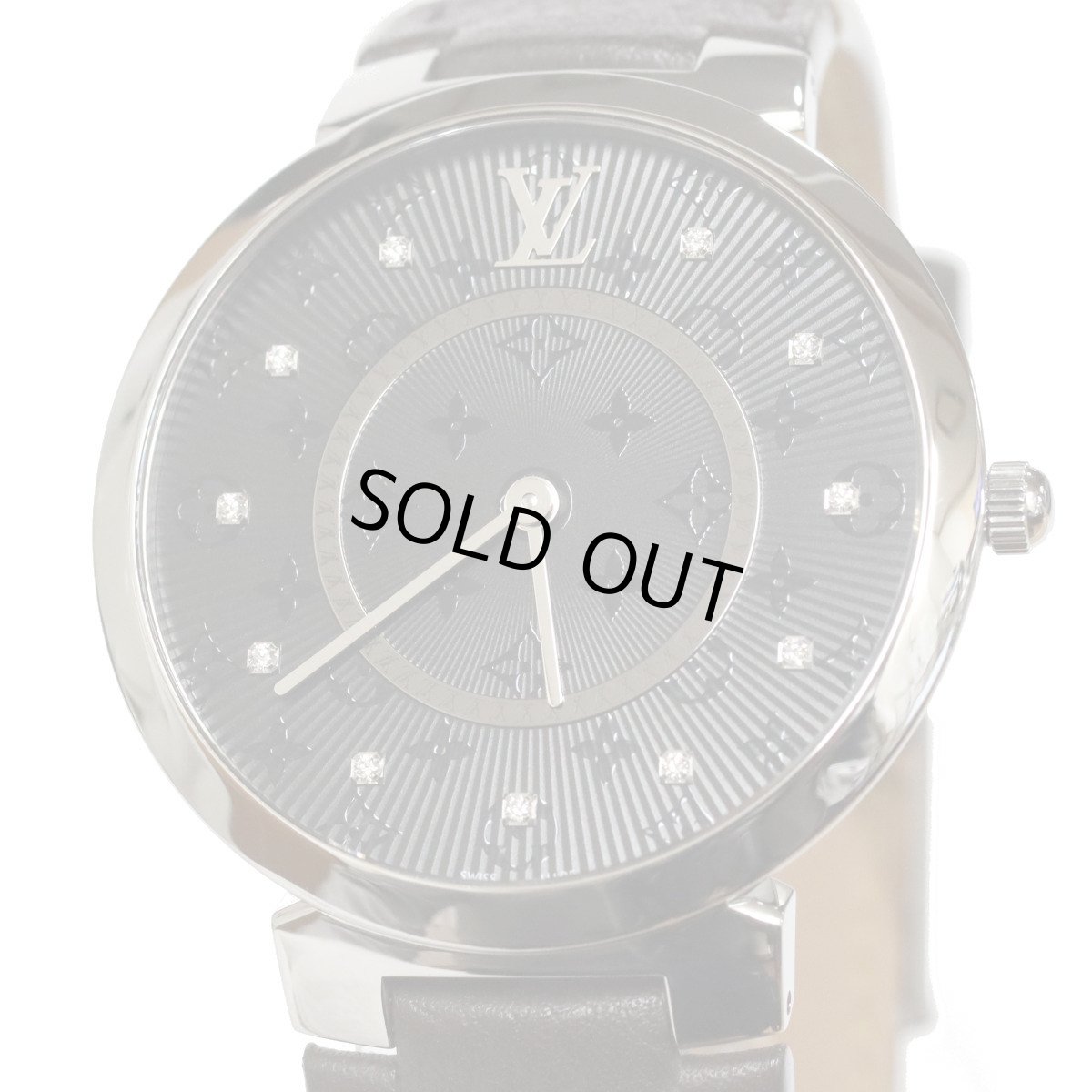 画像1: ルイ・ヴィトン タンブール スリム 11Pダイヤモンド(QA145Z)ブラック文字盤 Qz (1)