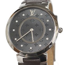 画像1: ルイ・ヴィトン タンブール スリム 11Pダイヤモンド(QA145Z)ブラック文字盤 Qz (1)