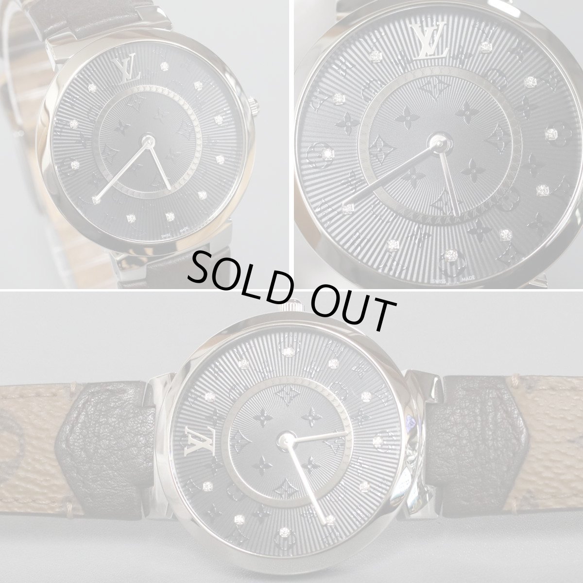 画像2: ルイ・ヴィトン タンブール スリム 11Pダイヤモンド(QA145Z)ブラック文字盤 Qz (2)