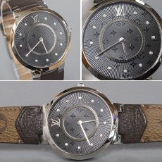 画像2: ルイ・ヴィトン タンブール スリム 11Pダイヤモンド(QA145Z)ブラック文字盤 Qz (2)