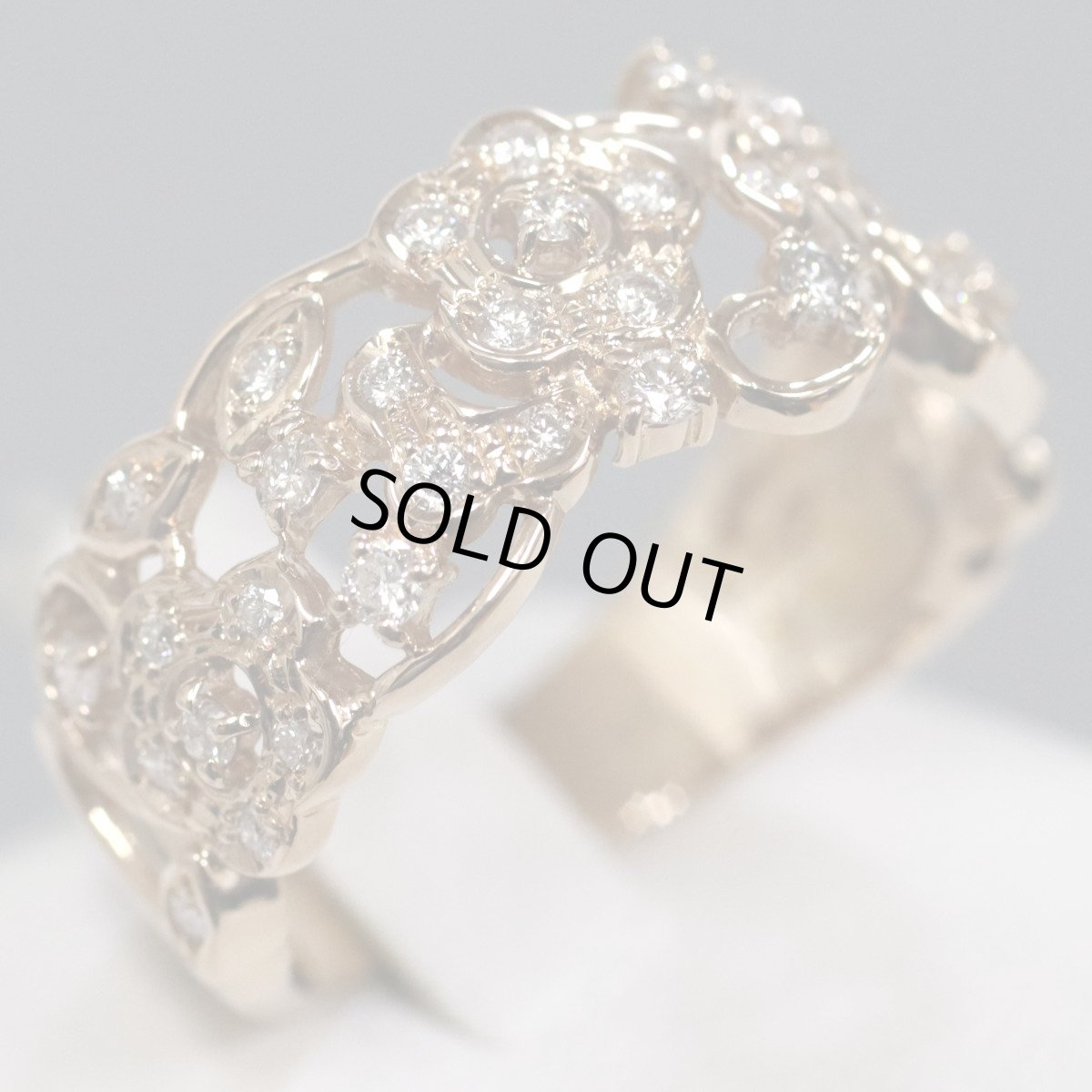 画像1: K18PGダイヤモンドリング フラワーモチーフ D0.36 5.4g #16 (1)