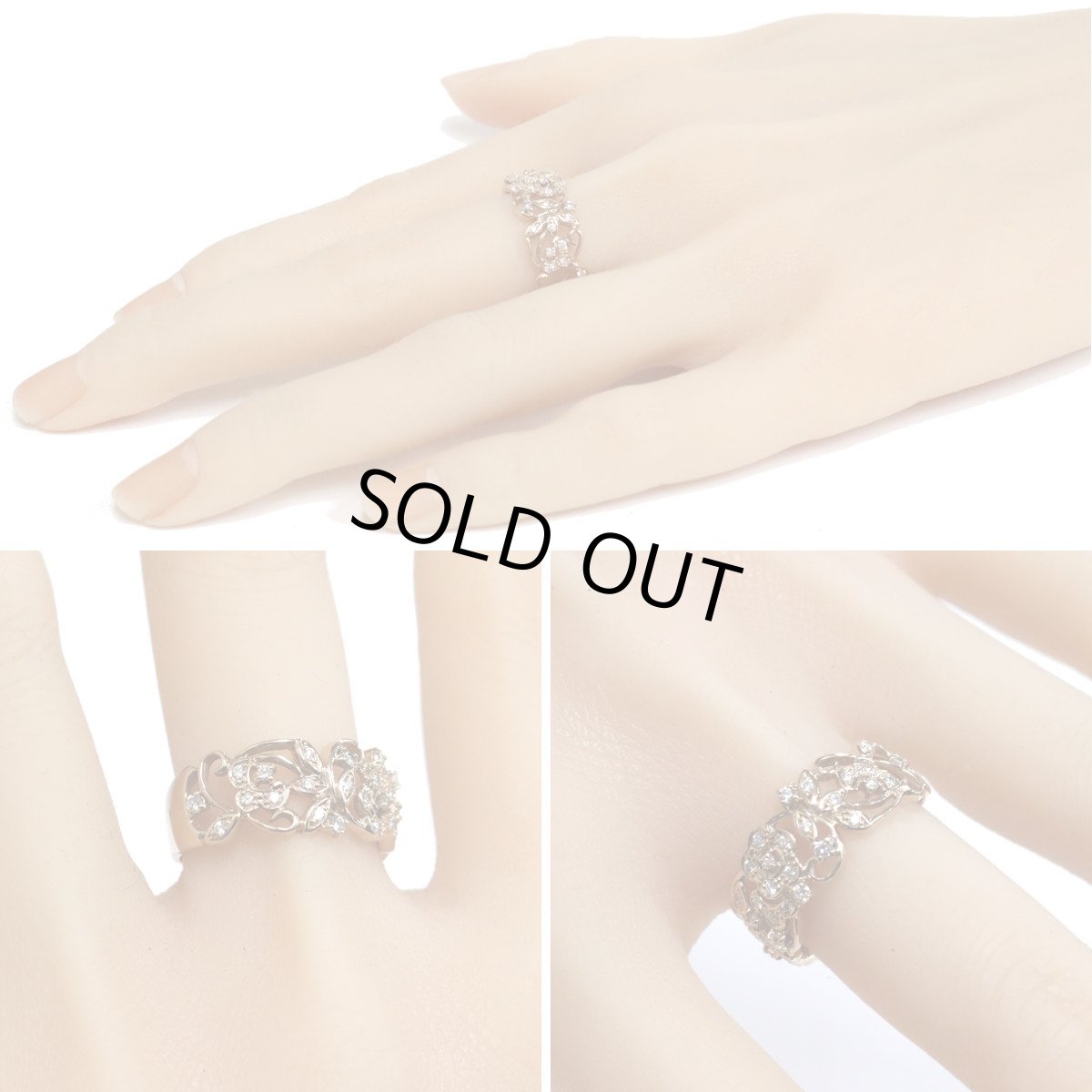 画像10: K18PGダイヤモンドリング フラワーモチーフ D0.36 5.4g #16 (10)