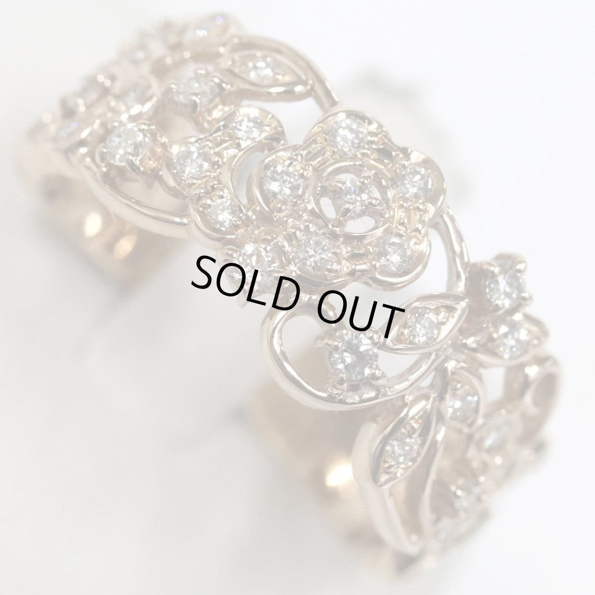 画像4: K18PGダイヤモンドリング フラワーモチーフ D0.36 5.4g #16 (4)