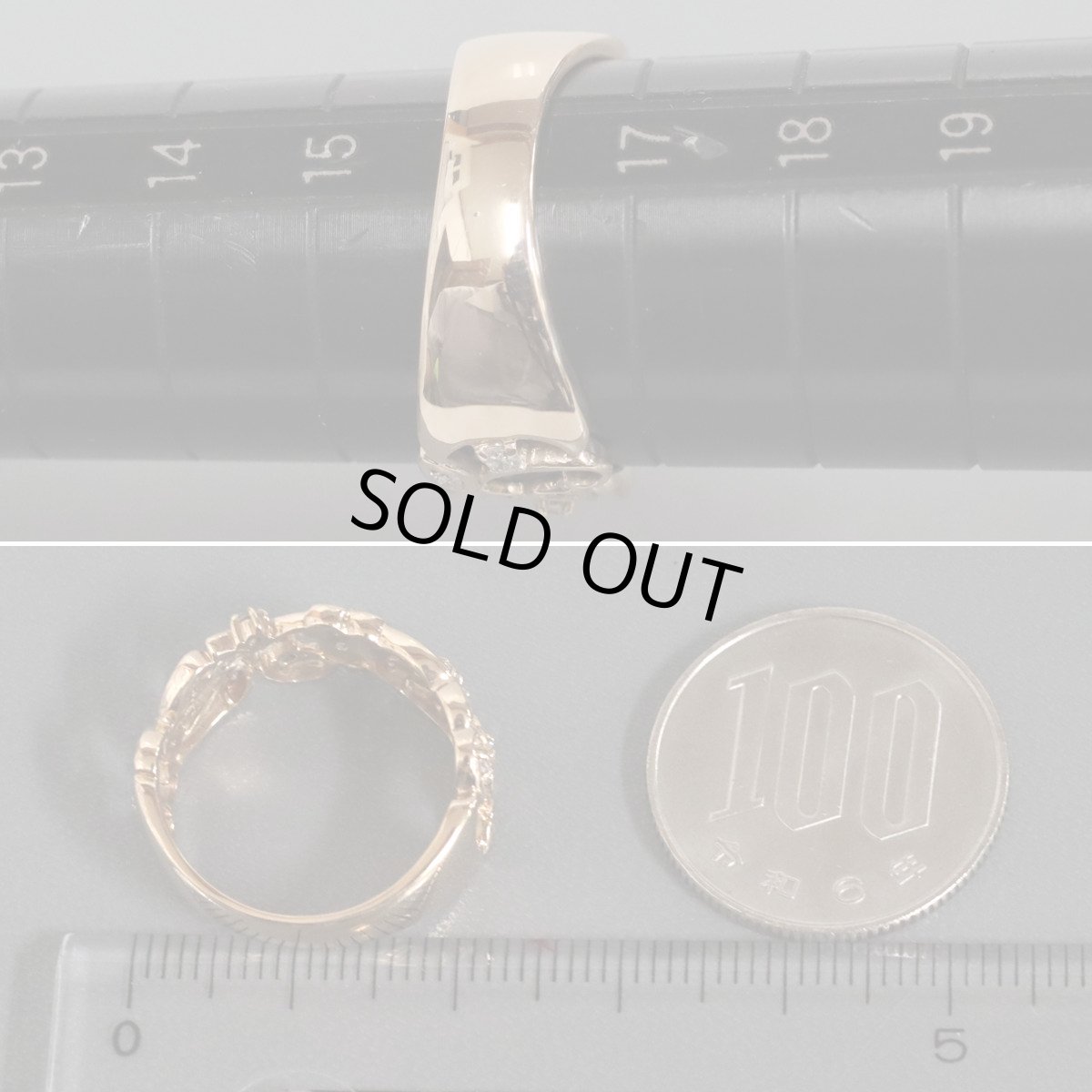 画像8: K18PGダイヤモンドリング フラワーモチーフ D0.36 5.4g #16 (8)