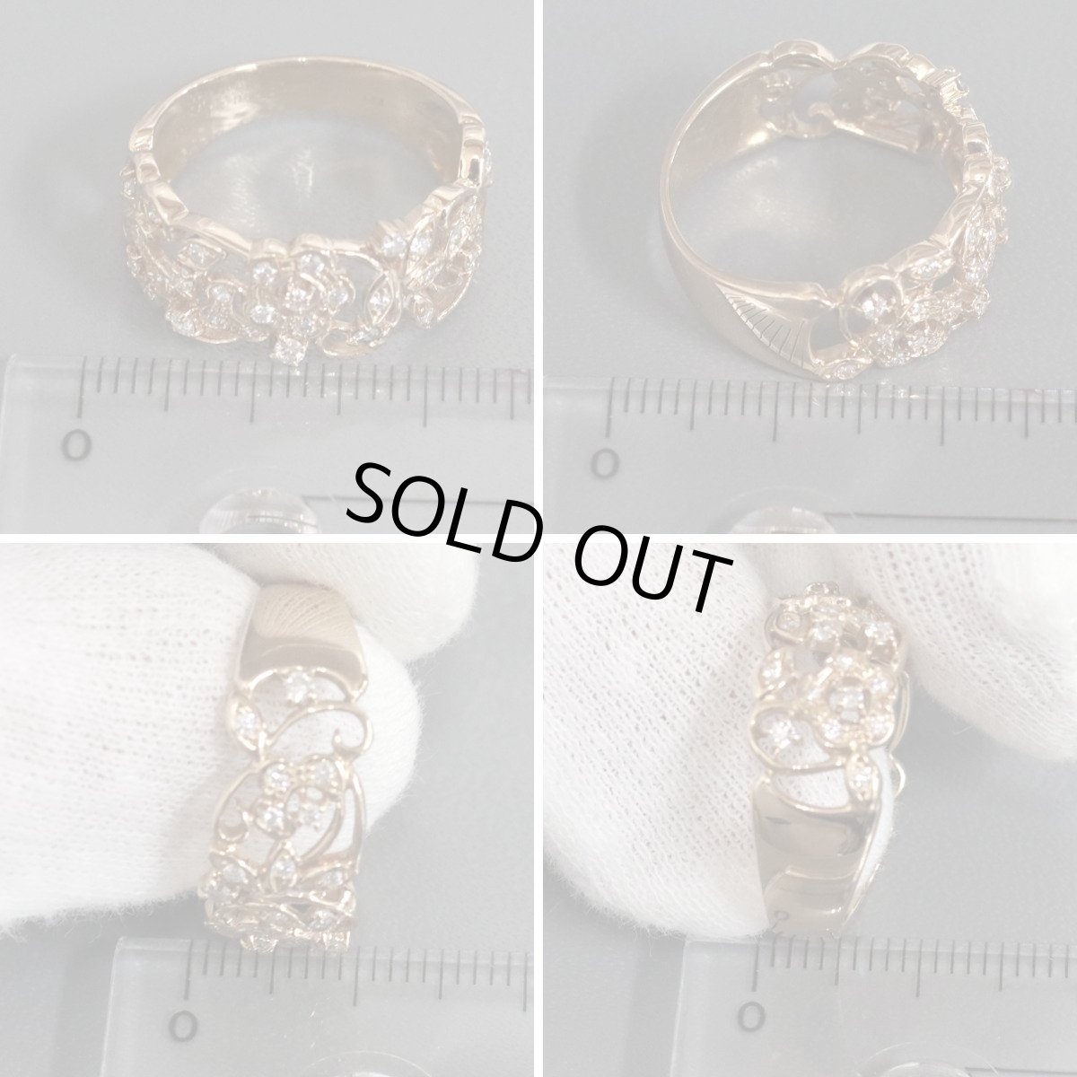 画像9: K18PGダイヤモンドリング フラワーモチーフ D0.36 5.4g #16 (9)